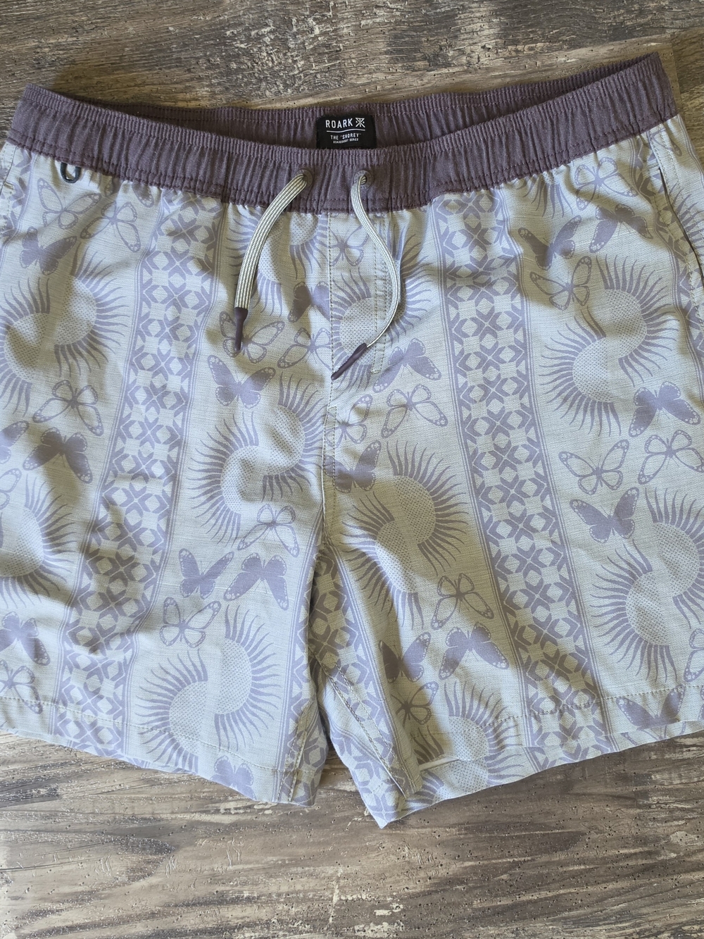 ROARK Board Shorts Mens Sz L Seafoam Print Shorey Tremor Swim Trunks